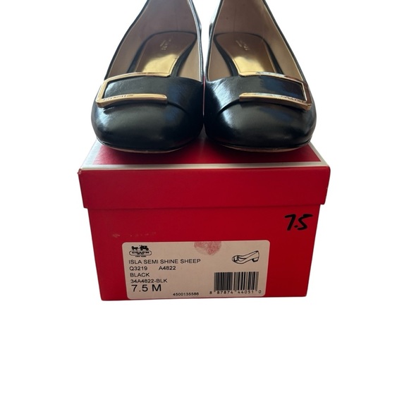 Coach Heeled Shoes Women’s Size 7.5 Isla Black Leather Slip On - Picture 8 of 9